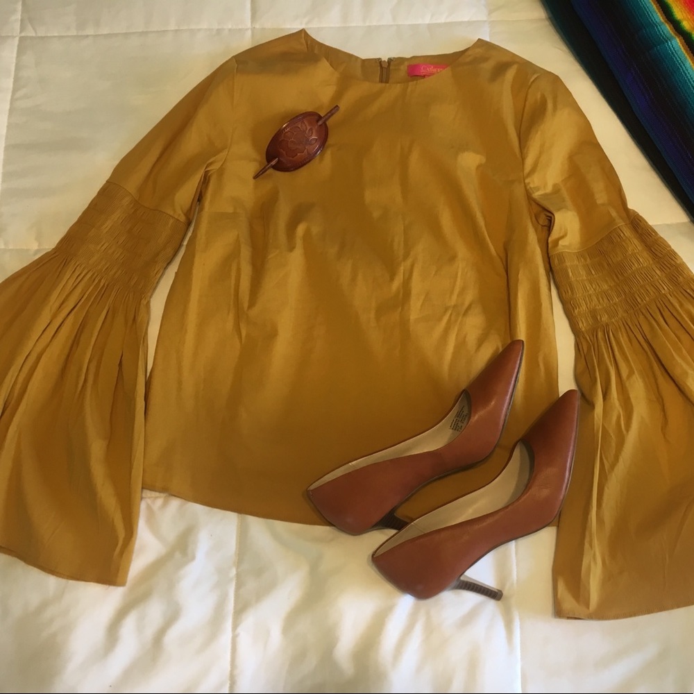 Catherine Malandrino Mustard Peasant Blouse